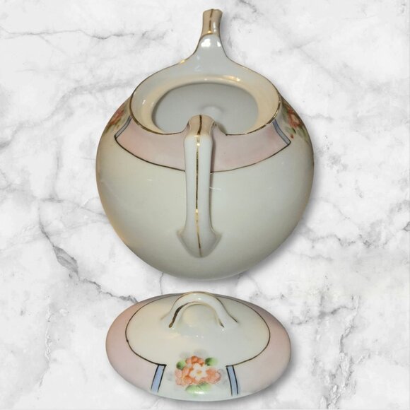 Nippon Hand Painted Cream & Sugar Set With Lid - Floral Design - Picture 9 of 9